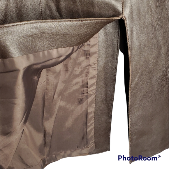Vintage Juliana Collezione soft lamb leather midi skirt chocolate brown size 4 - Picture 5 of 9